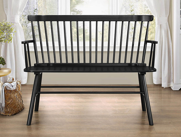JERIMIAH SPINDLEBACK BENCH BLACK - Olympia Furniture (Saint George, Utah)