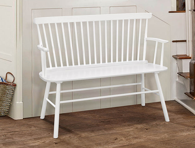 JERIMIAH SPINDLEBACK BENCH WHITE - Olympia Furniture (Saint George, Utah)
