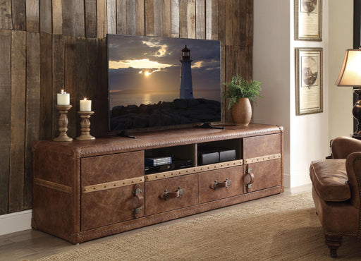 Aberdeen Retro Brown Top Grain Leather TV Stand - Olympia Furniture (Saint George, Utah)