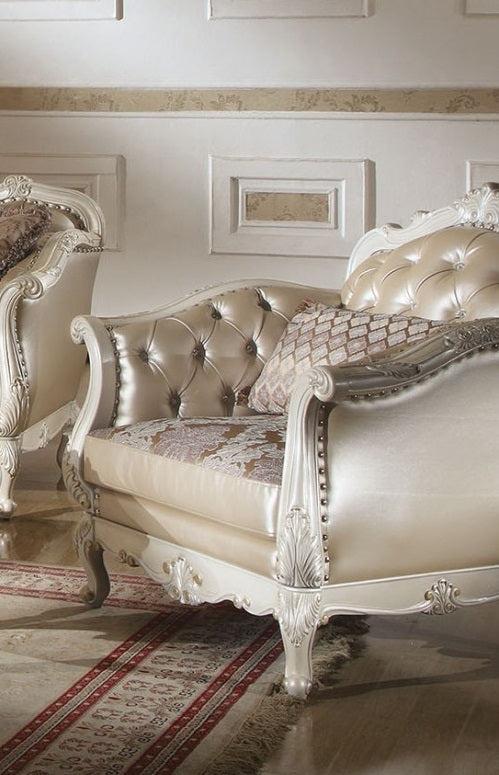 Acme Chantelle Living Room Chair w/Pillow in Pearl White 53542 - Olympia Furniture (Saint George, Utah)
