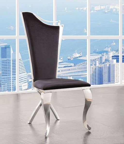 ACME Cyrene Faux Fabric Side Chair (Set of 2) in Stainless Steel 62079 - Olympia Furniture (Saint George, Utah)