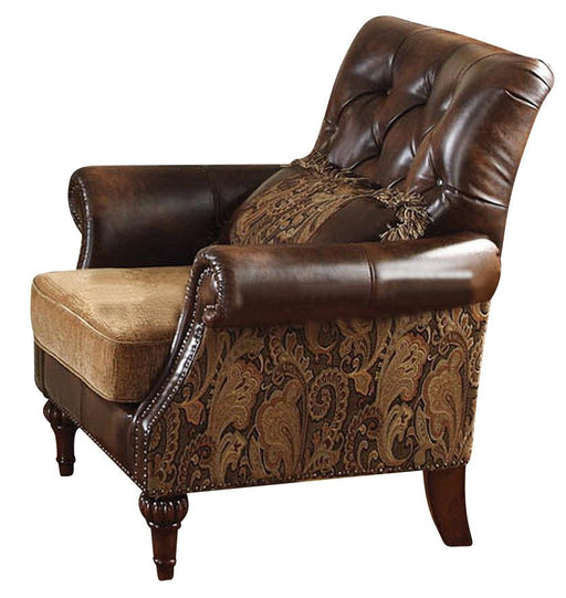 Acme Dreena Traditional Bonded Leather and Chenille Chair 05497 - Olympia Furniture (Saint George, Utah)