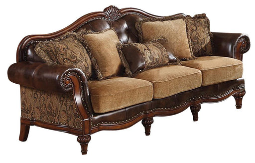 Acme Dreena Traditional Bonded Leather and Chenille Sofa 05495 - Olympia Furniture (Saint George, Utah)