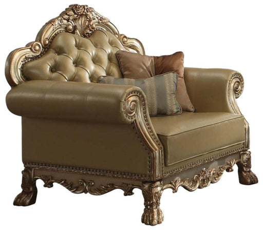Acme Dresden Chair w/ 2 Pillows in Gold Patina 53162 - Olympia Furniture (Saint George, Utah)