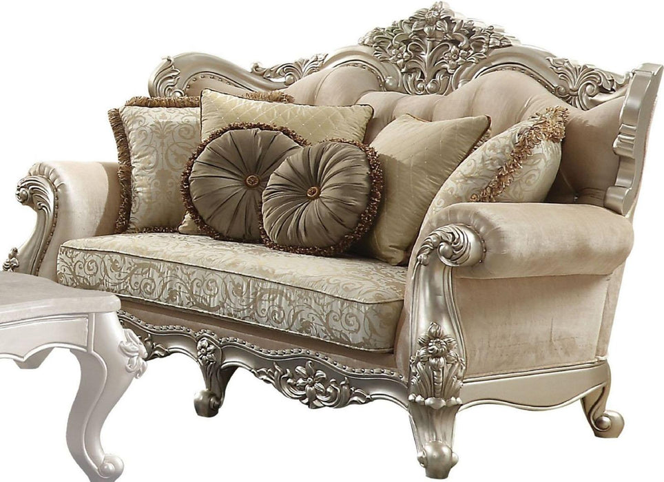 Acme Furniture Bently Loveseat with 5 Pillows in Champagne 50661 - Olympia Furniture (Saint George, Utah)