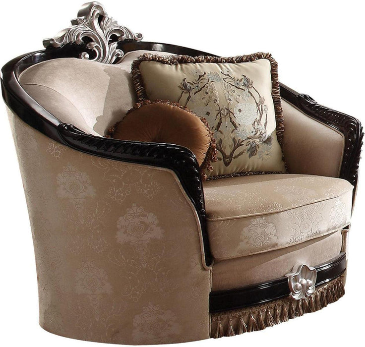 Acme Furniture Ernestine Chair with 2 Pillows in Tan and Black 52112 - Olympia Furniture (Saint George, Utah)