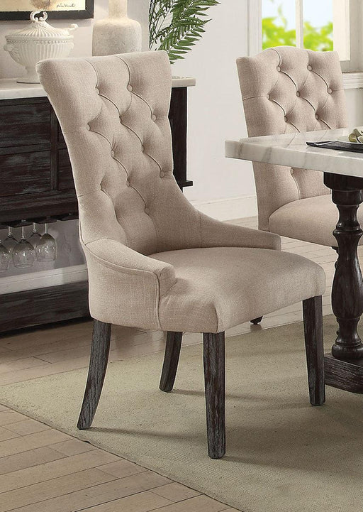Acme Furniture Gerardo Upholstered Arm Chair in Beige and Espresso (Set of 2) 60823 - Olympia Furniture (Saint George, Utah)