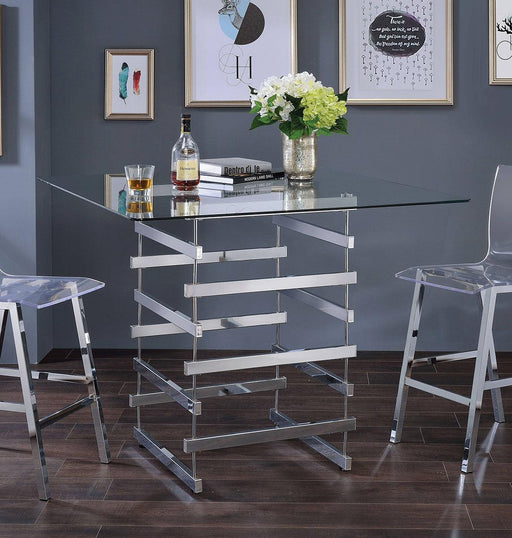 Acme Furniture Nadie Square Counter Height Table in Chrome 72590 - Olympia Furniture (Saint George, Utah)