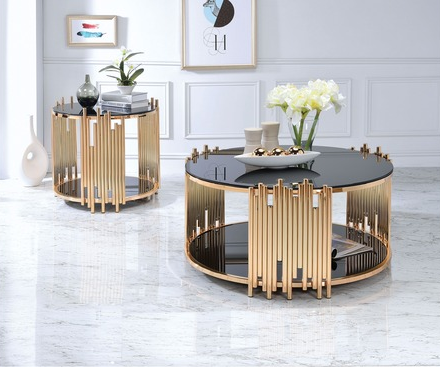 Acme Furniture Tanquin End Table in Gold/Black 84492 - Olympia Furniture (Saint George, Utah)