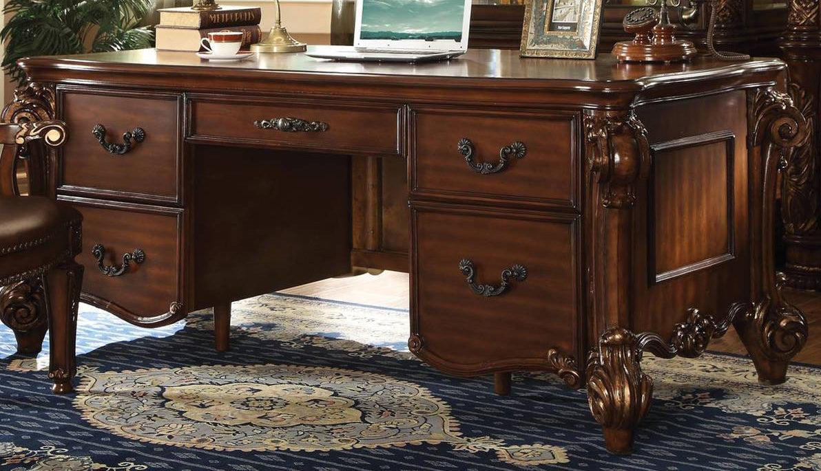 Acme Vendome Five Drawer Double Pedestal Desk in Cherry 92125 - Olympia Furniture (Saint George, Utah)