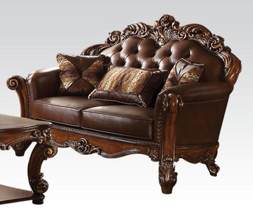 Acme Vendome Loveseat with 2 Pillows in Cherry 52002 - Olympia Furniture (Saint George, Utah)