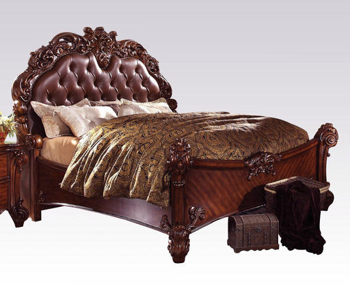 Acme Vendome King Panel Bed with Button Tufted Headboard in Cherry 21997EK - Olympia Furniture (Saint George, Utah)