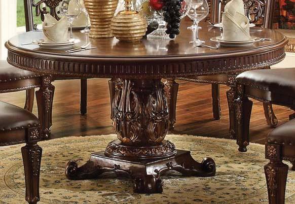 Acme Vendome Single Pedestal Round Dining Table with 60"D Table Top in Cherry 62015 - Olympia Furniture (Saint George, Utah)