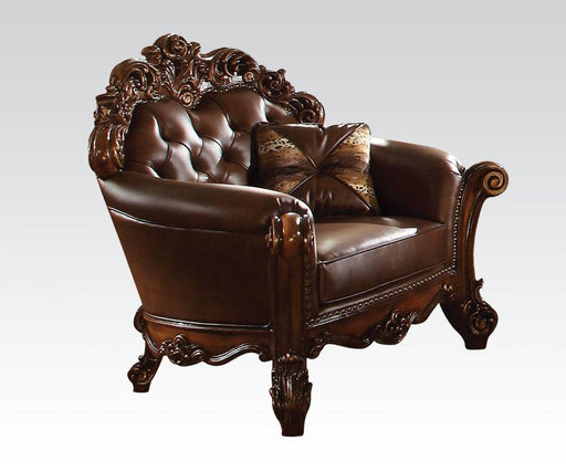 Acme Vendome Upholstered Chair with 1 Pillow in Cherry 52003 - Olympia Furniture (Saint George, Utah)