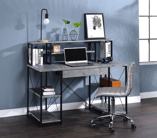 Amiel Faux Concrete & Black Desk - Olympia Furniture (Saint George, Utah)