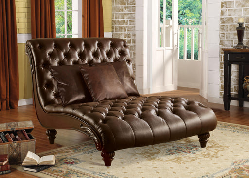 Anondale 2-Tone Brown PU Chaise & 3Pillows - Olympia Furniture (Saint George, Utah)