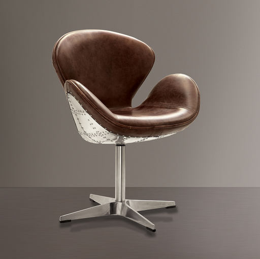 Brancaster Retro Brown Top Grain Leather & Aluminum Accent Chair (1Pc) - Olympia Furniture (Saint George, Utah)