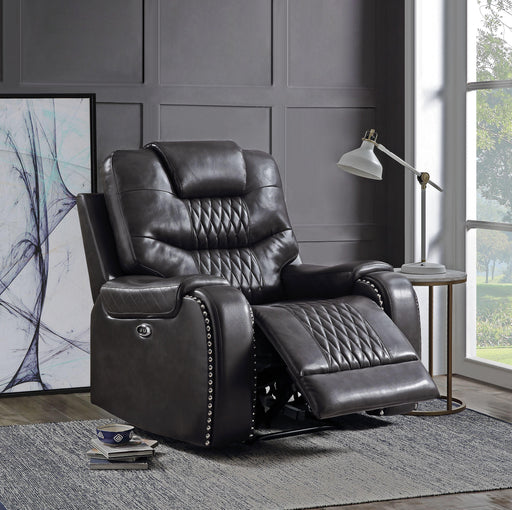 Braylon Magnetite PU Recliner (Power Motion) - Olympia Furniture (Saint George, Utah)