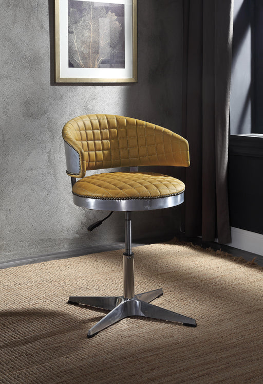 Brancaster Turmeric Top Grain Leather & Chrome Adjustable Chair w/Swivel - Olympia Furniture (Saint George, Utah)