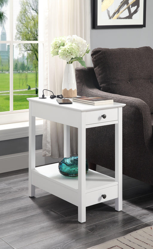 Byzad White Side Table (USB Charging Dock) - Olympia Furniture (Saint George, Utah)