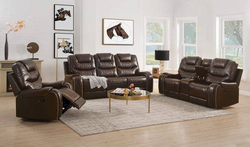 Braylon Brown PU Love w/Console (Motion) - Olympia Furniture (Saint George, Utah)