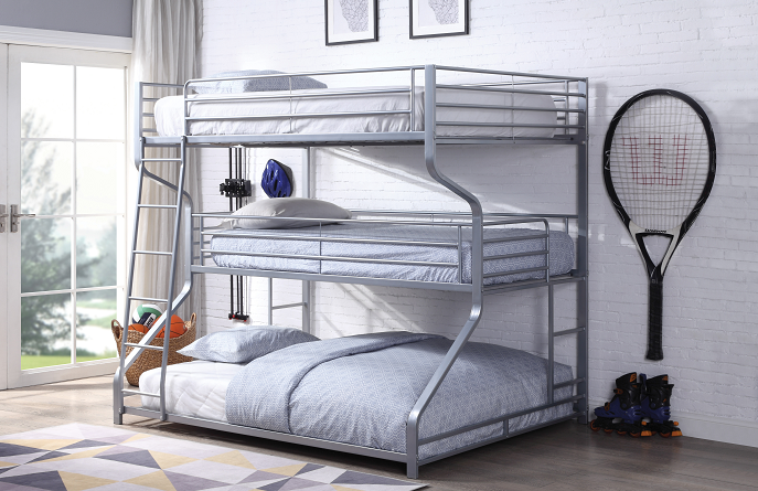 Caius II Silver Bunk Bed (Triple Full/Twin/Queen) - Olympia Furniture (Saint George, Utah)