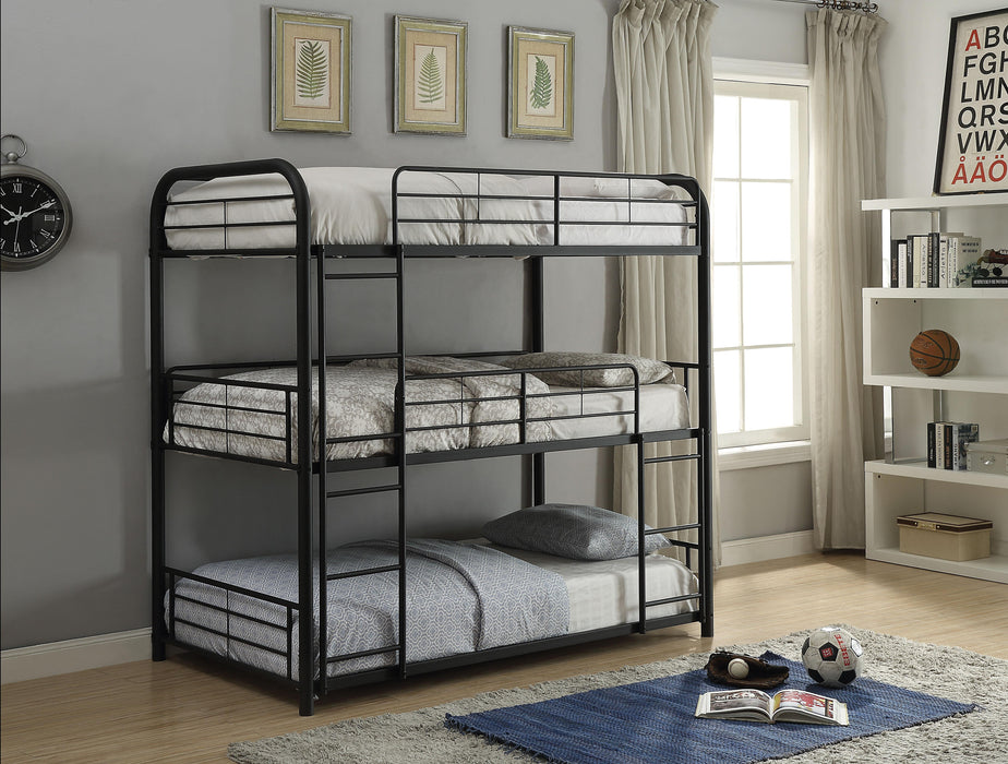 Cairo Sandy Black Bunk Bed (Triple Full) - Olympia Furniture (Saint George, Utah)