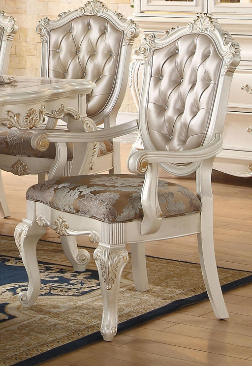 Chantelle Rose Gold PU & Pearl White Arm Chair - Olympia Furniture (Saint George, Utah)