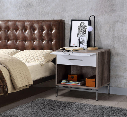 Cistus Weathered Gray Oak & White Accent Table - Olympia Furniture (Saint George, Utah)