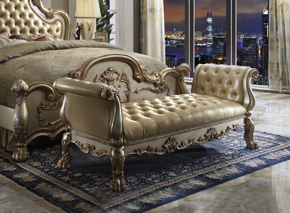 Dresden Bone PU & Gold Patina Bench - Olympia Furniture (Saint George, Utah)