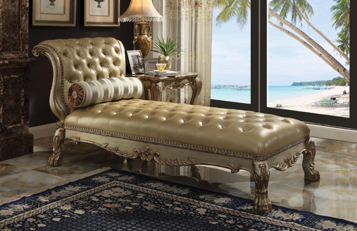 Dresden Bone PU & Gold Patina Chaise & Pillow - Olympia Furniture (Saint George, Utah)