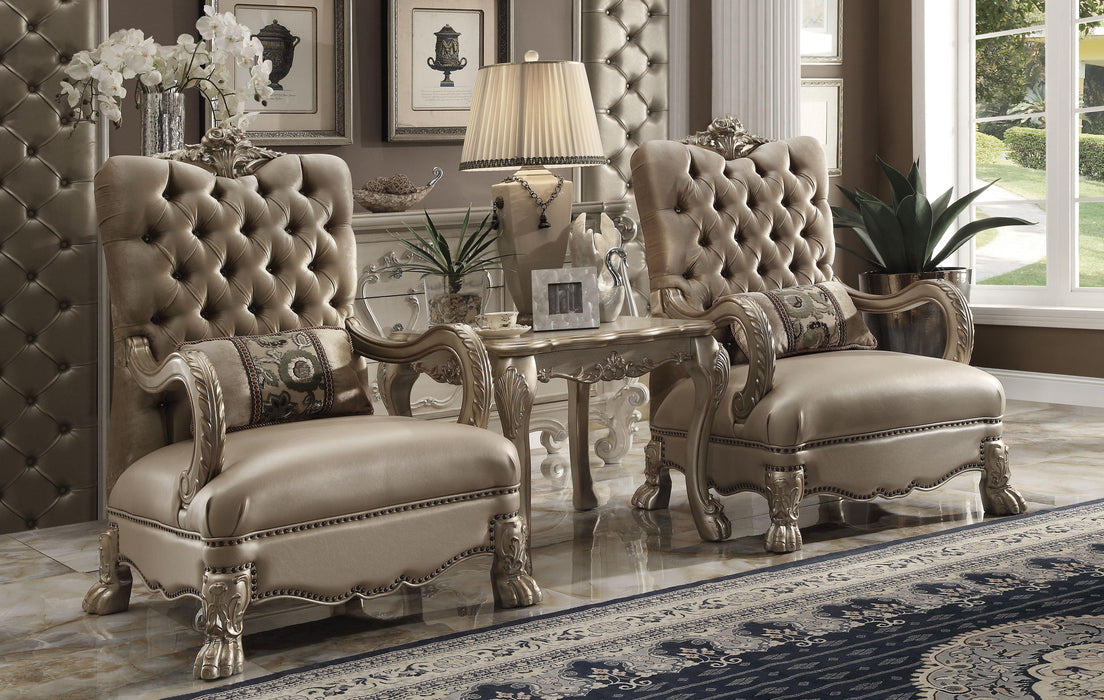 Dresden Bone Velvet & Gold Patina Chair & 1 Pillow - Olympia Furniture (Saint George, Utah)