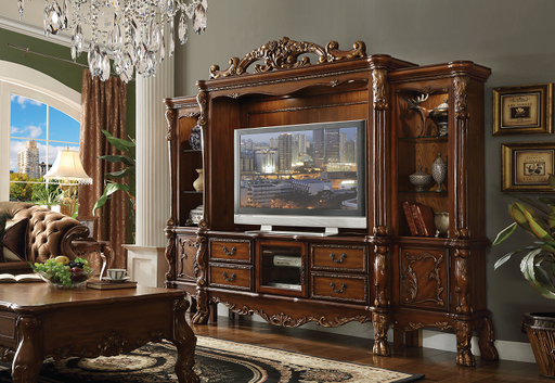 Dresden Cherry Oak Entertainment Center (Side Piers & Bridge) - Olympia Furniture (Saint George, Utah)