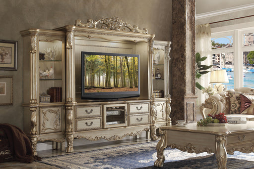 Dresden Gold Patina & Bone Entertainment Center (Side Piers & Bridge) - Olympia Furniture (Saint George, Utah)