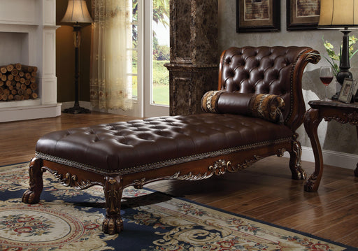 Dresden PU & Cherry Oak Chaise & Pillow - Olympia Furniture (Saint George, Utah)