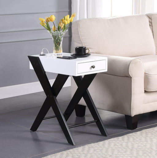 Fierce White & Black Side Table (USB Charging Dock) - Olympia Furniture (Saint George, Utah)
