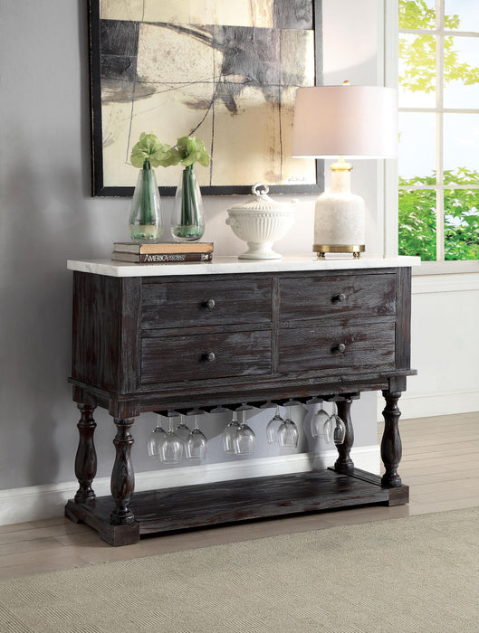 Gerardo White Marble & Weathered Espresso Server - Olympia Furniture (Saint George, Utah)