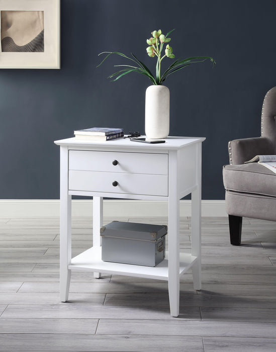 Grardor White Side Table (USB Charging Dock) - Olympia Furniture (Saint George, Utah)