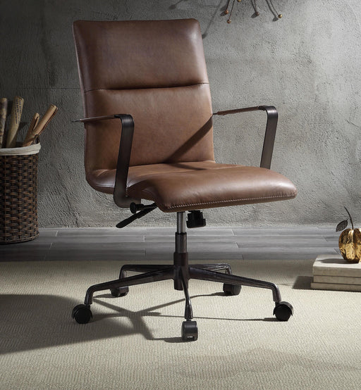 Indra Vintage Chocolate Top Grain Leather Office Chair - Olympia Furniture (Saint George, Utah)