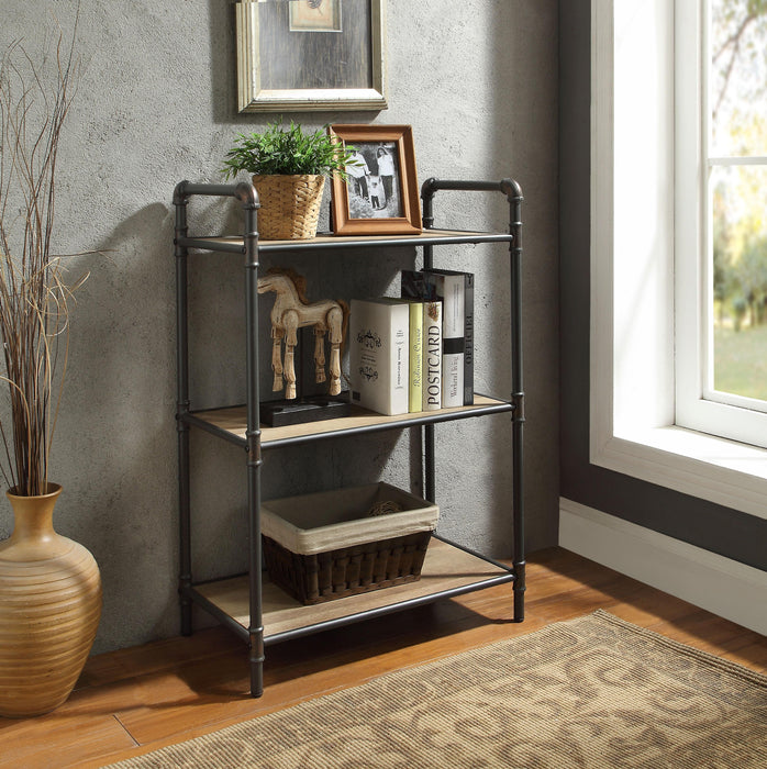 Itzel Antique Oak & Sandy Gray Bookshelf - Olympia Furniture (Saint George, Utah)
