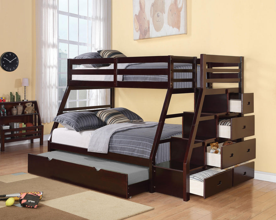 Jason Espresso Bunk Bed (Twin/Full) - Olympia Furniture (Saint George, Utah)