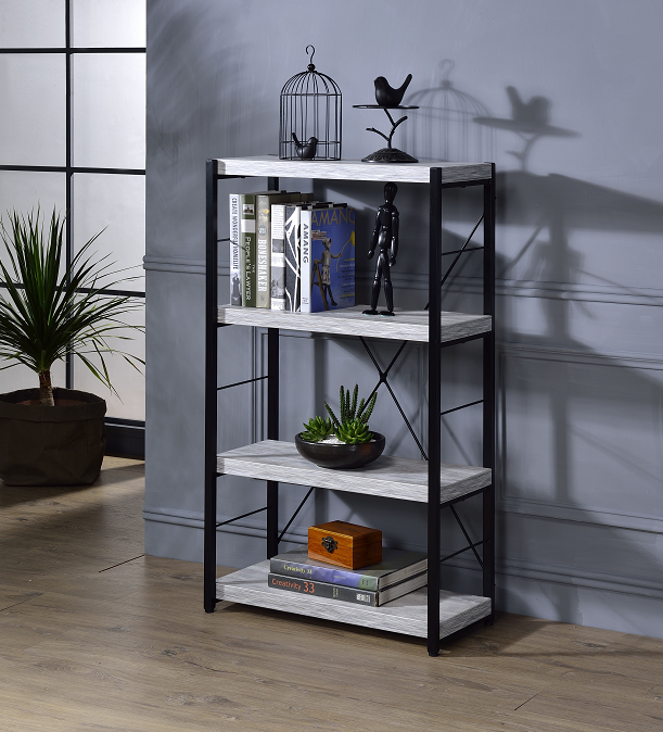 Jurgen Antique White & Black Bookshelf - Olympia Furniture (Saint George, Utah)