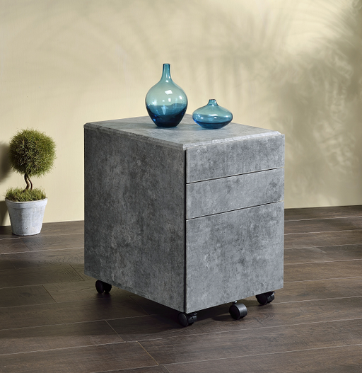 Jurgen Faux Concrete & Silver File Cabinet - Olympia Furniture (Saint George, Utah)