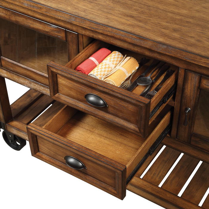 Kadri Distressed Chestnut Kitchen Cart - Olympia Furniture (Saint George, Utah)