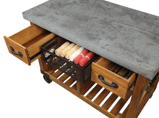 Kailey Antique Oak Kitchen Cart - Olympia Furniture (Saint George, Utah)
