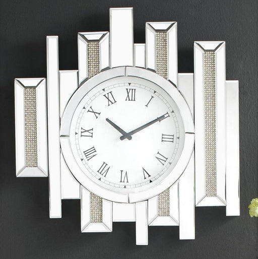 Lavina Mirrored & Faux Diamonds Wall Clock - Olympia Furniture (Saint George, Utah)