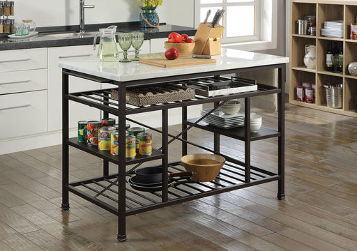 Lanzo Marble & Gunmetal Kitchen Island (Counter) - Olympia Furniture (Saint George, Utah)