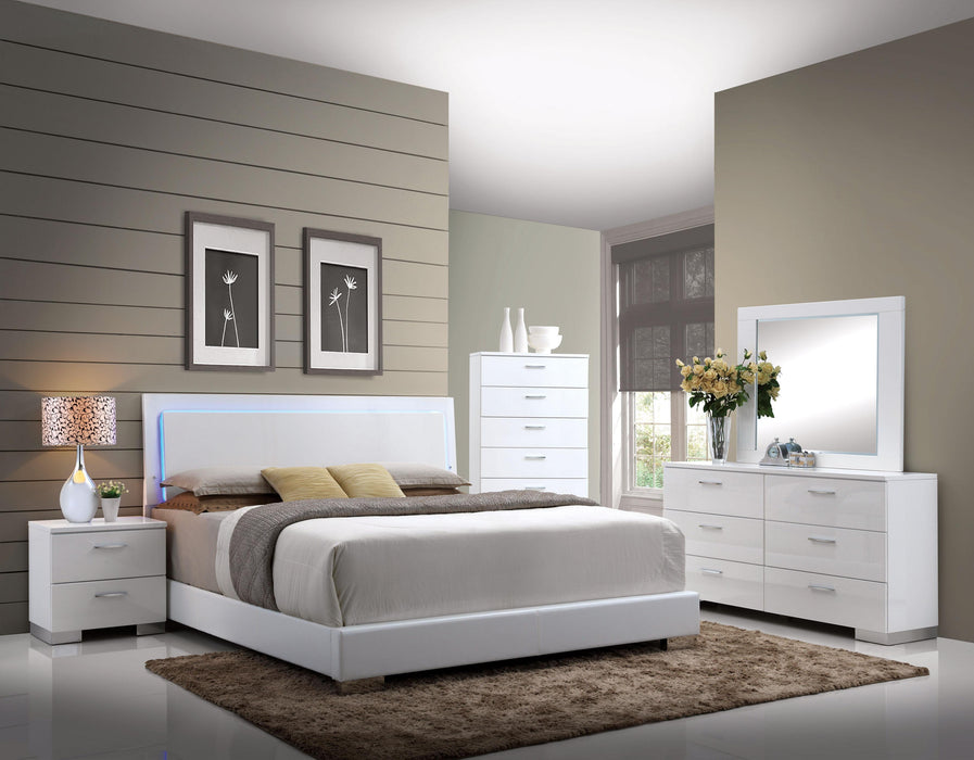 Lorimar White PU & Chrome Leg Eastern King Bed - Olympia Furniture (Saint George, Utah)