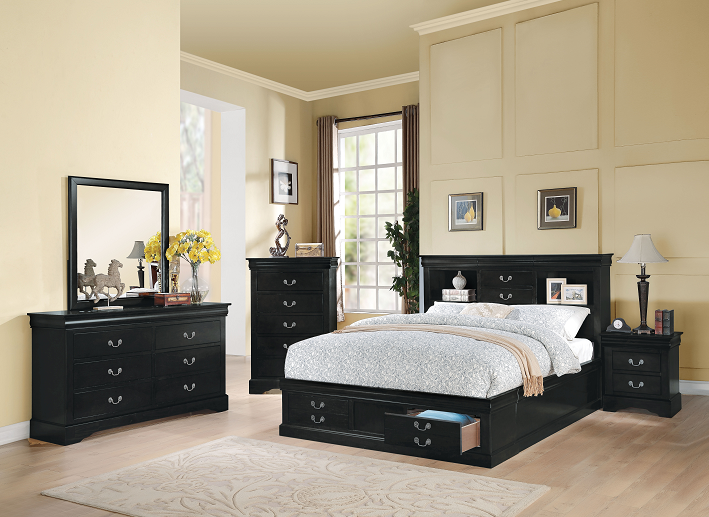 Louis Philippe III Black Eastern King Bed - Olympia Furniture (Saint George, Utah)