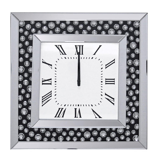 Marku Mirrored & Faux GemStones Wall Clock - Olympia Furniture (Saint George, Utah)